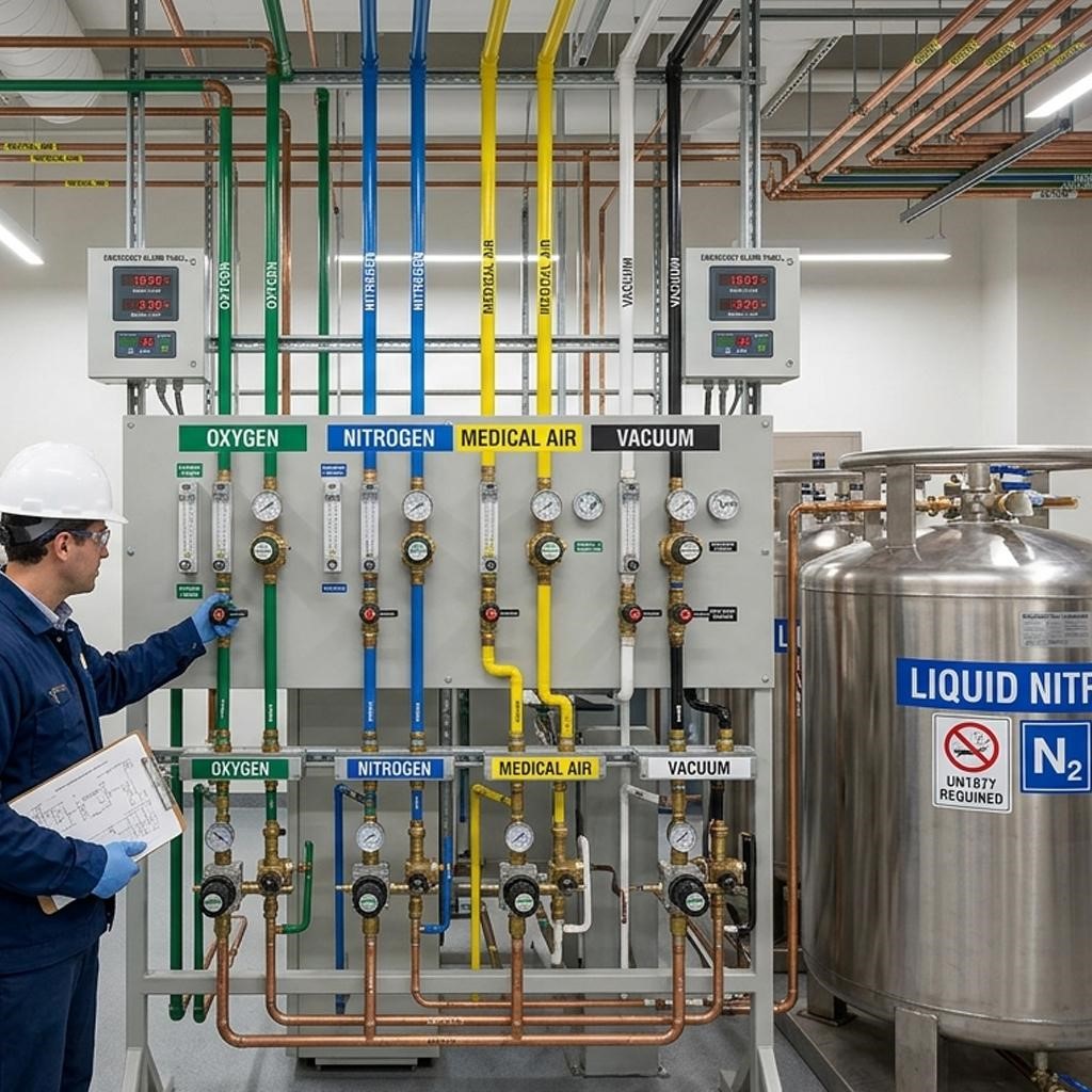 Nitrogen and oxygen gas pipeline system
